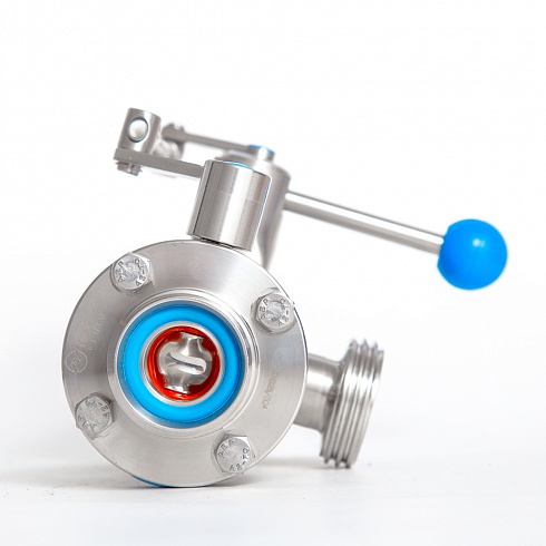 43330 Заслонка трехходовая однофланцевая нержавеющая Р-Р-Р — DIN, AISI 304