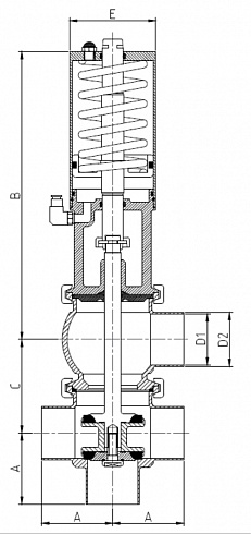 47330-P45 Седельный клапан нержавеющий двойной пневматический, тип LT, воздух-пружина — DIN, AISI 316L